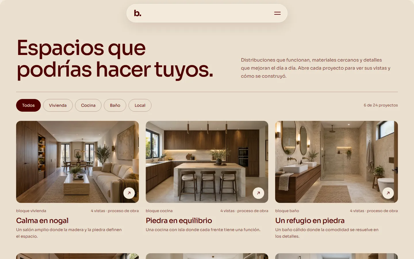 Proyectos filtrables por estancia