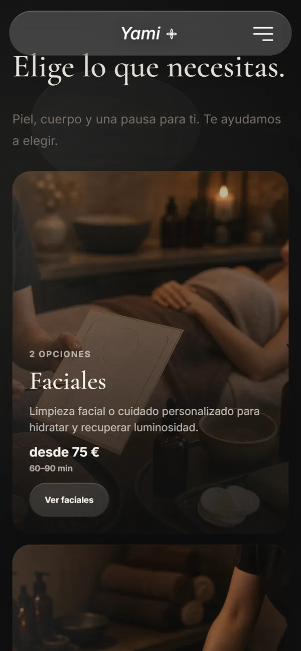 La web de Yamibellezaa en el móvil